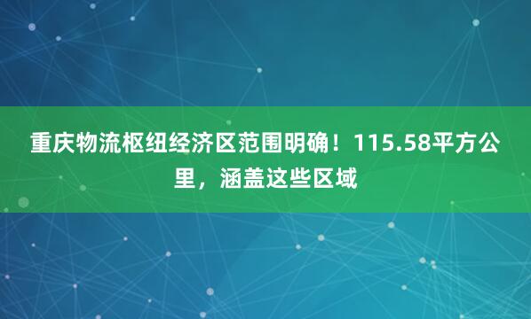 重庆物流枢纽经济区范围明确！115.58平方公里，涵盖这些区域