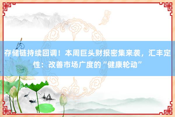 存储链持续回调！本周巨头财报密集来袭，汇丰定性：改善市场广度的“健康轮动”