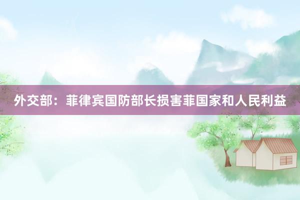 外交部：菲律宾国防部长损害菲国家和人民利益