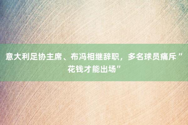 意大利足协主席、布冯相继辞职，多名球员痛斥“花钱才能出场”