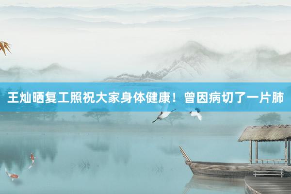 王灿晒复工照祝大家身体健康！曾因病切了一片肺