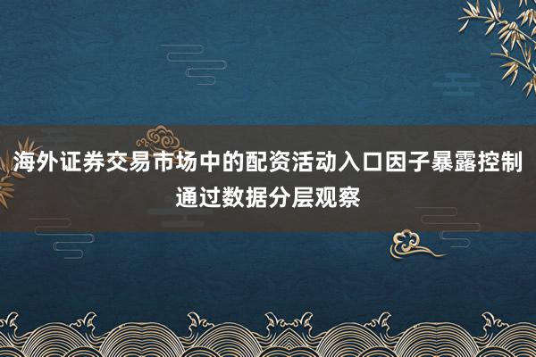 海外证券交易市场中的配资活动入口因子暴露控制通过数据分层观察