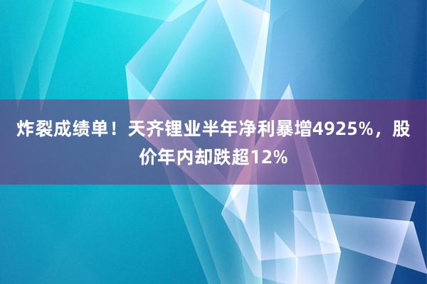 炸裂成绩单！天齐锂业半年净利暴增4925%，股价年内却跌超12%