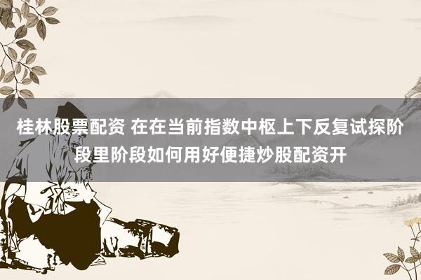 桂林股票配资 在在当前指数中枢上下反复试探阶段里阶段如何用好便捷炒股配资开