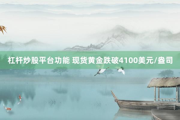 杠杆炒股平台功能 现货黄金跌破4100美元/盎司