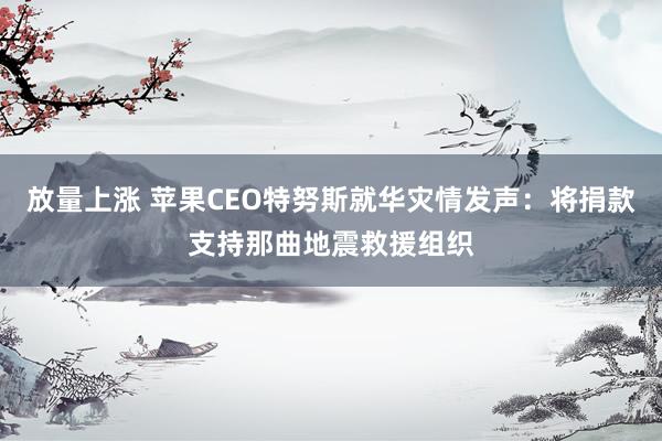 放量上涨 苹果CEO特努斯就华灾情发声:将捐款支持那曲地震救援组织