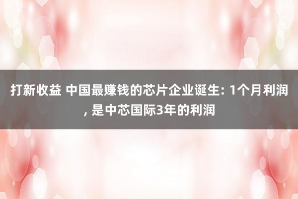 打新收益 中国最赚钱的芯片企业诞生: 1个月利润, 是中芯国际3年的利润